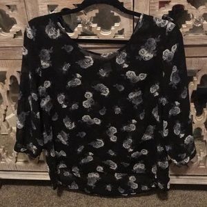 Black floral blouse